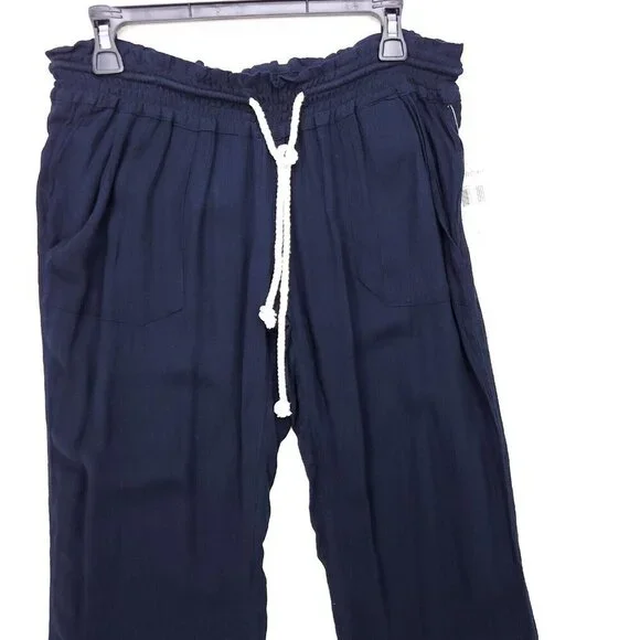 Roxy Bathingsuit Cover Up Pants Oceanside Drawstring Beach Summer Size XL Blue - Picture 3 of 15